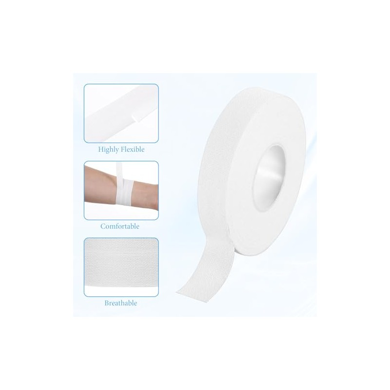 12 Rolls 9Mx1.25CM Zinc Oxide Tape,Athletic Sports Tape,Finger Bandage,Breathable,Easy Tear,Flexible,for