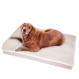 Orthopedic Dog Bed Pillow with Removable Cover & Shredded Memory Foam – Luxurious Plush Design, Non-Slip Base, Machine-Washable for Dogs Up to 100 lbs
