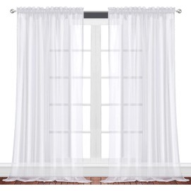 Oakias - 2 paneles de cortinas traslúcidas, color blanco, 137 x 274 cm cada uno, cortinas de gasa para salas de estar y habitaciones