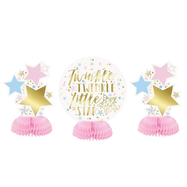 Unique Party 72421 - Mini Twinkle Twinkle Little Star Table Decorations, Pack of 3