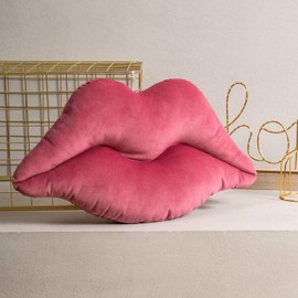 Ashler 3D Lips Throw Pillows Valentine's Day Smooth Soft Velvet Insert Included Cushion for Couch Bed Living Room, Pink, 20 X 11 inches