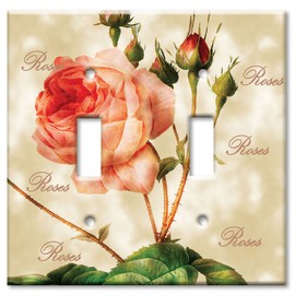 Double Gang Toggle Wall Plate - Redoute Roses