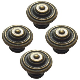 Universal Hardware Rustic Vintage knobs for cabinets, cupboards and Draws Round Pull Handles Door Drawer Handle Mushroom Handles Knobs (Knob 600-112 Old Brass - Pack of 4)