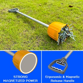 ULIBERMAGNET 29inch Long Reach Magnetic Pickup Tool, Magnetic Bulk Lifter with Quick Release, Yard Pull Magnet Sweeper, Metal Manual Magnetic Swarf Tool with Extended Handle for Nails, Screws, Nut