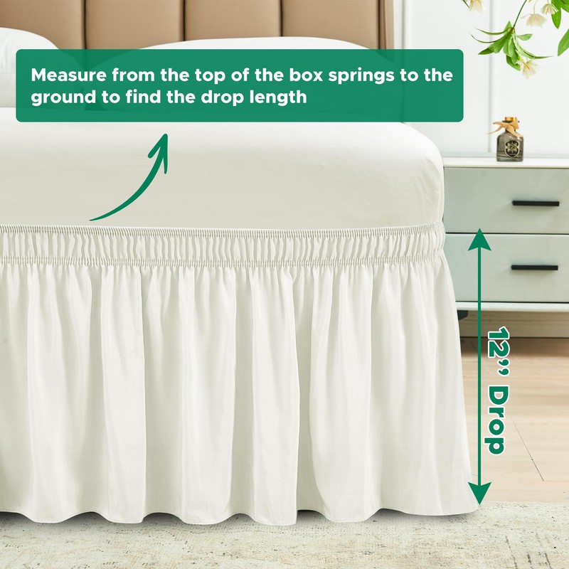 Biscaynebay Wrap Around Bed Skirts for Queen Beds with Short