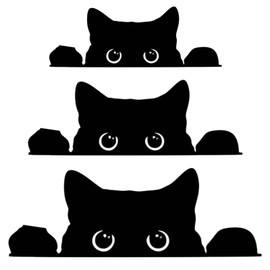 Black Cat Car Stickers Peeking Cat Sticker, Funny Car Bumper Decal Waterproof PVC Sneaky Cat Decal Cartoon Animal Cat Kitten Sticker Car Accessories Decor Decal Laptop Window Cup Luggage (3, B)