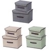 EURXLQ Grey Foldable Storage Box with Lid, Linen Fabric Foldable