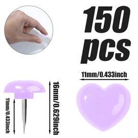 VAPKER Love Heart Push Pins 150Pcs Light Purple Thumb Tacks Drawing Pins Cute Plastic Pushpins Decorative Pins with Steel Point Map Tacks for Photos Wall