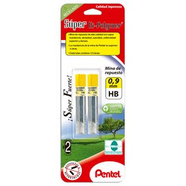 Mina Super Hi-Polymer Pentel HB-0.9 mm Blíster con 2 piezas-509BP2-HB