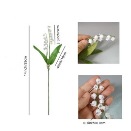 24 pcs White Artificial Flowers Lily of the Valley,14"Plastic Flowers for Outdoors,Baby Breath Flowers Artificial For Wedding,Party, Outdoor Indoor Decor flowe Arrangements for Table (2 forks)