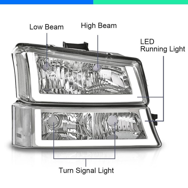 G-PLUS LED DRL Headlights, Compatible with 2003-2006 Chevy Avalanche 1500