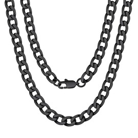 Black Gold Chains Hip Hop Men Cuban Miami Chain Necklace Stainless Steel Jewelry