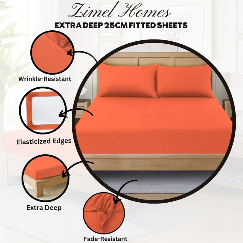 ZIMEL HOMES Non Iron Soft Poly-Cotton Plain Dyed Fitted Sheet