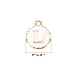 MECCANIXITY Alphabet L Letter Charm Double Sided Enamel Initial Alphabet Pendant White, for Necklace Bracelet Earring Jewelry Making, Pack of 50