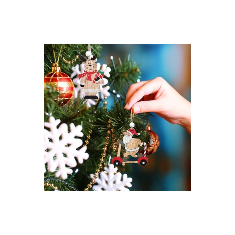 Genérico Adornos Navideños de Madera 27 Piezas, Colgantes con Camión