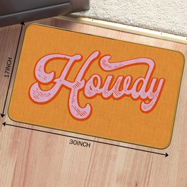 Mingnei Funny Hot Pink Howdy Doormat Door Mat for Home Kitchen,Howdy Door Mat, Howdy Cowgirl Preppy Doormat Floor Mats for House Kitchen Front Inside Outdoor Entryway Rug 30x17 Welcome Mat (Color-3)