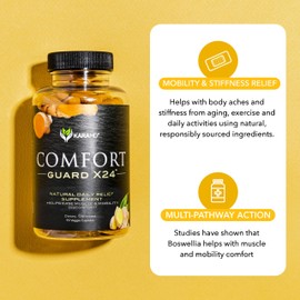 KaraMD Comfort Guard X24 | Joint & Movement Support Supplement | Turmeric Curcumin, Boswellia & Ginger | Ease Muscle Discomfort & Joint Stiffness | Non-GMO, Gluten Free & Vegan Friendly (4 Pack)