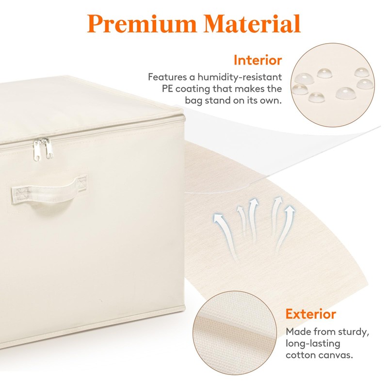 Lifewit Canvas Cotton Comforter Storage Bags with Zipper 4 Pack,