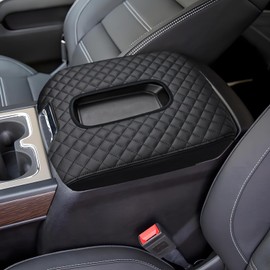 NICTSEPO Center Console Cover Compatible with 2019-2025 Chevy Silverado/GMC Sierra Jump Seat Accessories, Middle Console Armrest Lid Leather Protective Cover(for Jump seat Console only)