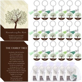 Landical 20 Sets Family Reunion Party Favors Family Tree Keychains with Tassel Remembering Our Roots Cards Bags for Family Gathering