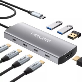 VANGREE USB C Hub 10Gbps, 3 USB C 3.2 Gen 2 Ports, 4K@60Hz HDMI, 100W PD, 3 USB 3.0 P...