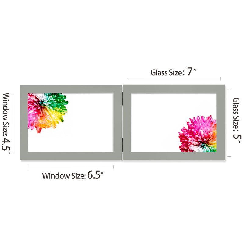 JD Concept Double 5x7 Horizontal Combo, Grey Wood Picture Frame,