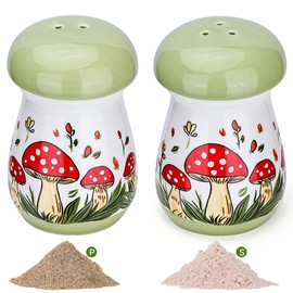 Ceramic Mushroom Salt and Pepper Shakers Set – Whimsical Kitchen Decor, Hand-Painted Spice Containers for Table and Countertop