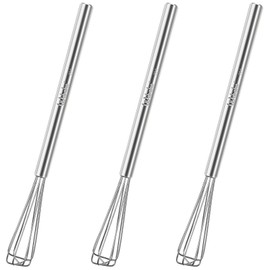 Webake Stainless Steel Whisk Mini Whisk 3 Pcs Long Egg Whisk Kitchen Small Whisk for Cooking, Whisking, Blending, Stirring