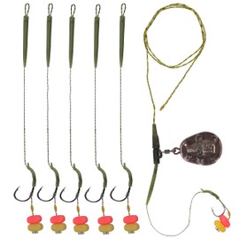 Carp Fishing Rigs Terminal Tackle Kit Hair Chod Helicopter Rig with Hooks Weights Swivel Snaps Sleeves Boilie Bait Rigs Setup Carp Fishing Accessories (Flat Pear Sinker Rigs, 2.5oz_70g)