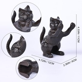 Cat Bookends for Shelves, Unique Cast Iron Cat Book Ends Decorative for Cat Bookshelf, Hold Books Heavy Duty Vintage Animal Bookends, Cute Cat Home Decor for Office, Desk, or Living Room