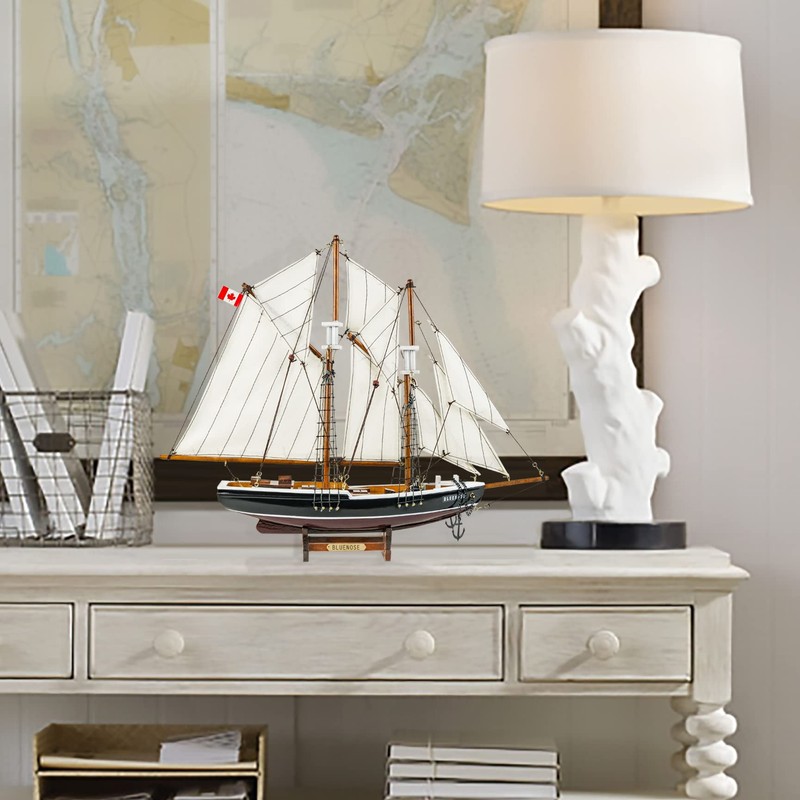 SAILINGSTORY Wooden Sailboat Model Ship Bluenose 1/110 Scale Replica Schooner