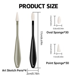4 Pcs Set Pastel Blending Tools with 60PCS Sponge Heads, Sketch Trimmer Erase Sponge Wiper Pencils, Blending Pencil Drawing Tools, Art Student Sponge, for Students, Artists, Detail Painting