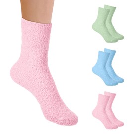 3 Pairs Moisturizer Socks Coral Aloe Socks Non Slip for Dry Feet Cracked Heel Spa Sleeping Travel Lounge Wear Stress Relief Gifts Repairing (Pink, Green, Blue)