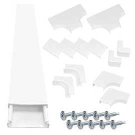 Electriduct Wire Channel Cable Raceway Kit - 25 Feet with Accessories (90 Degree Elbows, Inside and Outside Corners, T Connectors and Joint Covers) - White