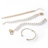 Gold Pearl Bracelets for Women Minimalist Beaded Bracelet Set Stack