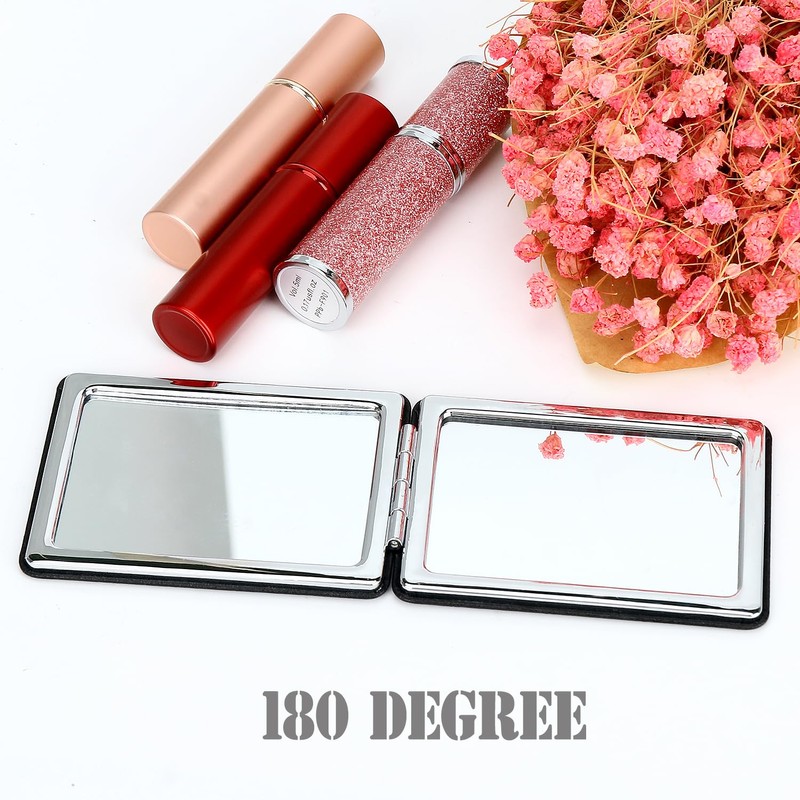 2-Pack Elegant Compact Travel Makeup Mirrors for Men Women, Dual-Sided