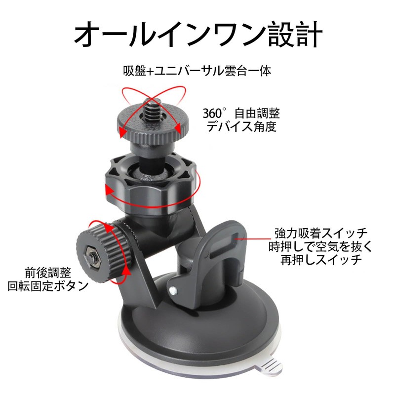 SZSL Dash Cam Suction Cup Holder with 5 Different Adapters,