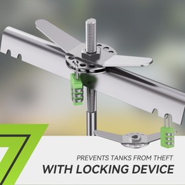 RVMATE RV Dual Propane Tank Mounting Rack with Locking Device for 20 lb Tanks, White, Dual RV Propane Tank Cylinder Rack with Lock for Travel Trailer Hitch Frame