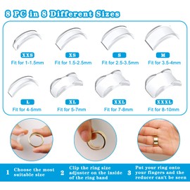 70 Pcs Ring Size Adjuster for Loose Rings with Ring Size Measuring Tool for Ring Adjuster, Plug-in Invisible Ring Spiral Silicone Tightener with Women and Men Any Rings Size