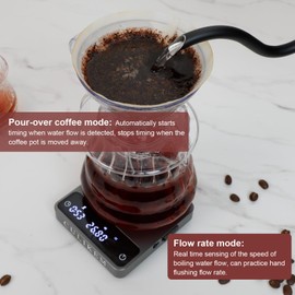 Coffee Espresso Scale with Timer, Mini, Four Modes, Automatic, Digital, Rechargeable, for Barista, 0.3-2000g/0.1g