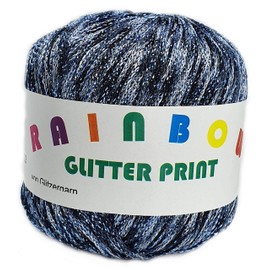 Rainbow glitter print on 25 gram ball colour cloud grey with glitter light blue