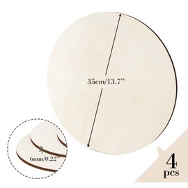 ilauke 14 Inch Wood Circles for Crafts, 4Pcs Blank Unfinished Wood Crafts, 1/4 Inch Thick Wood Rounds for Crafts, Wood Rounds Discs for Crafts, Wood Signs, Burning Painting, Wedding Decoration