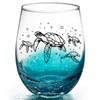 OWATRKDEY Turtle Stemless Wine Glasses: Hand Blown Beach Wine Glass