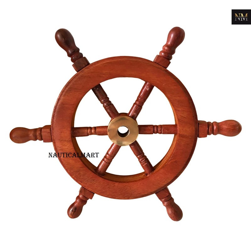 6 Ship Wheel - Wood and Brass by Nauticalmart