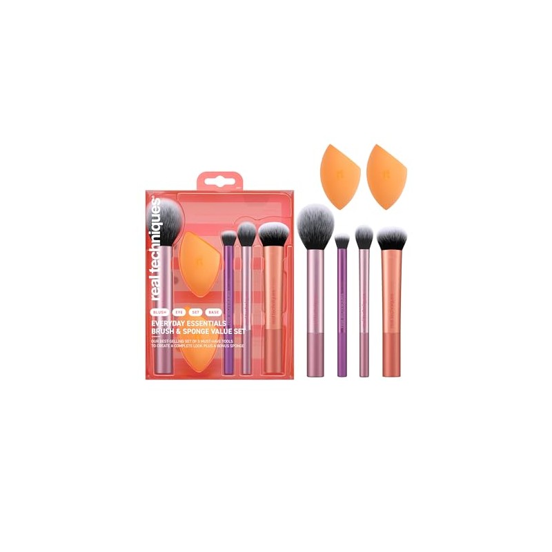 Real Techniques, Everyday Essentials, Set de Brochas de Maquillaje con