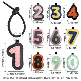 Fuerxy Lucky Numbers 0-9 Bag Charms, PU Keychain Accessories for Backpacks Purse Car Key(Number 5)