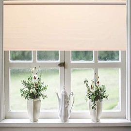 Vinyl Roller Shade - Easy to Install Cordless Room Darkening Blind for Office and Home (Window Images) (Alabaster, 55.25Wx72L)