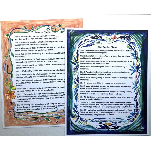 Twelve Steps 11x14 AA 12 step recovery poster - Heartful