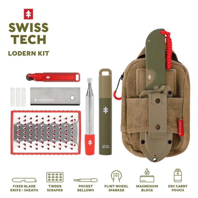 Swiss Tech Fixed Blade Kit, 6 Piece, Campfire, Camping Essentials