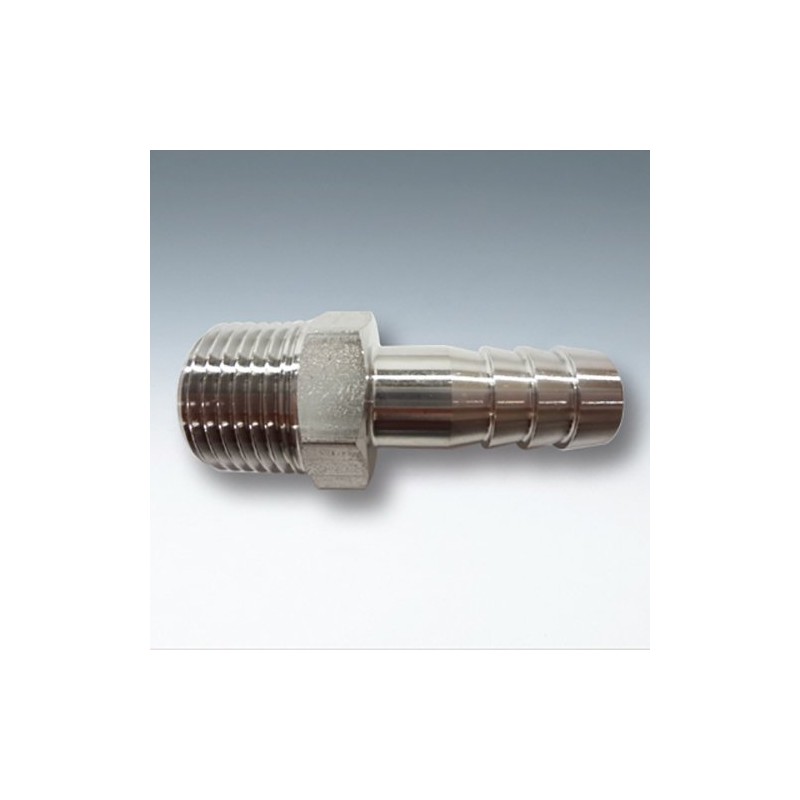 Flowbal Hose Nipple Stainless Steel Threaded Fitting VHN-0213 1/4x12.7